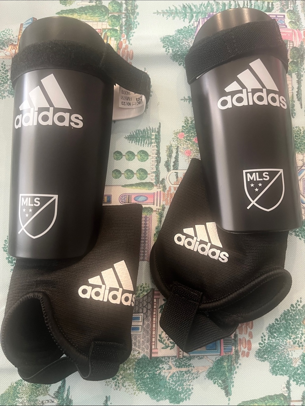 adidas Black MLS Youth Soccer Shin Guards with Black Ankle Guards